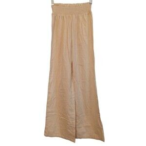 Shein cream  high rise wide leg faux linen look pants (cotton)